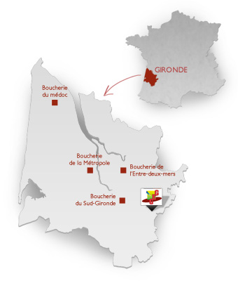 Carte des boucheries de Gironde